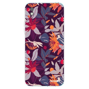 Picasee crna silikonska maskica za Xiaomi Redmi 9A - Purple Leaf