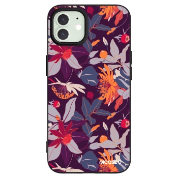 Picasee crna silikonska maskica za Apple iPhone 12 Pro - Purple Leaf
