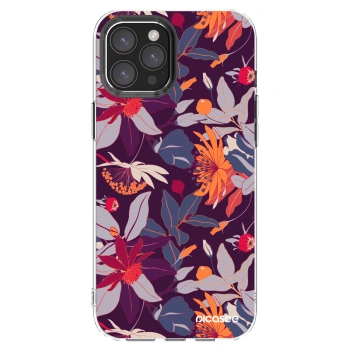 Picasee silikonska prozirna maskica za Apple iPhone 12 Pro Max - Purple Leaf