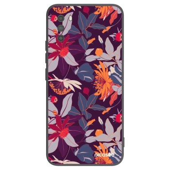 Picasee crna silikonska maskica za Xiaomi Poco M3 - Purple Leaf