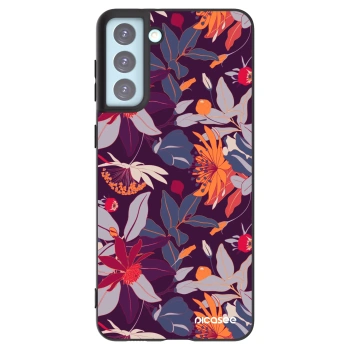 Picasee crna silikonska maskica za Samsung Galaxy S21+ 5G G996F - Purple Leaf