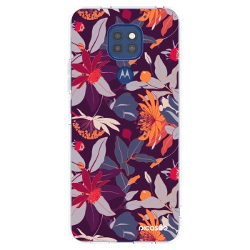 Picasee silikonska prozirna maskica za Motorola Moto G9 Play - Purple Leaf