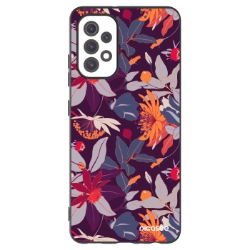 Picasee crna silikonska maskica za Samsung Galaxy A32 5G A326B - Purple Leaf