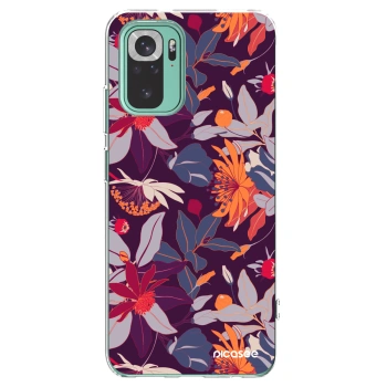 Picasee silikonska prozirna maskica za Xiaomi Redmi Note 10 Pro - Purple Leaf