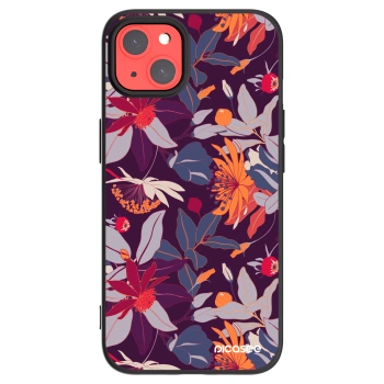 Picasee crna silikonska maskica za Apple iPhone 13 - Purple Leaf