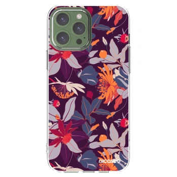 Picasee silikonska prozirna maskica za Apple iPhone 13 Pro Max - Purple Leaf