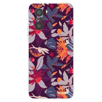 Picasee silikonska prozirna maskica za Xiaomi Poco F3 - Purple Leaf