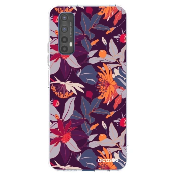 Picasee silikonska prozirna maskica za Realme 7 - Purple Leaf