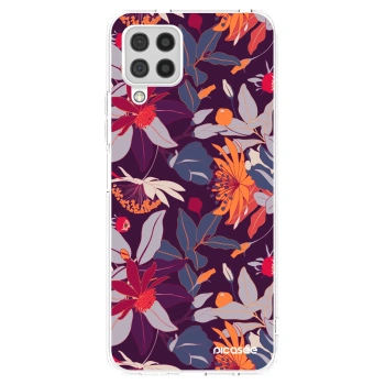Picasee silikonska prozirna maskica za Samsung Galaxy A22 A225F 4G - Purple Leaf