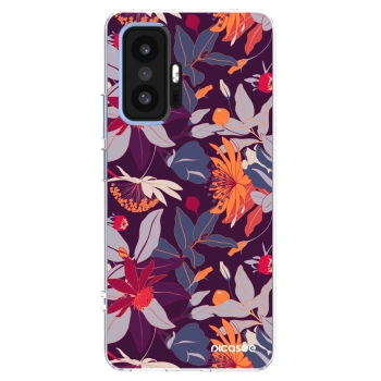 Picasee silikonska prozirna maskica za Xiaomi 11T Pro - Purple Leaf