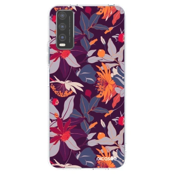Picasee silikonska prozirna maskica za Vivo Y20s - Purple Leaf