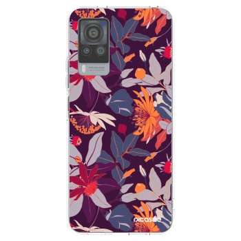 Picasee silikonska prozirna maskica za Vivo X60 Pro 5G - Purple Leaf