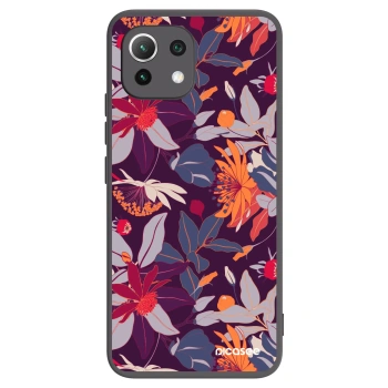 Picasee crna silikonska maskica za Xiaomi 11 Lite 5G NE - Purple Leaf