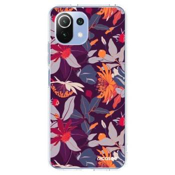 Picasee silikonska prozirna maskica za Xiaomi 11 Lite 5G NE - Purple Leaf