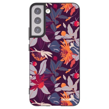 Picasee crna silikonska maskica za Samsung Galaxy S22+ 5G - Purple Leaf