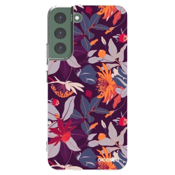 Picasee silikonska prozirna maskica za Samsung Galaxy S22+ 5G - Purple Leaf