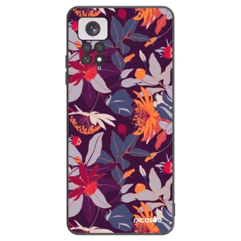 Picasee crna silikonska maskica za Xiaomi Redmi Note 11 - Purple Leaf
