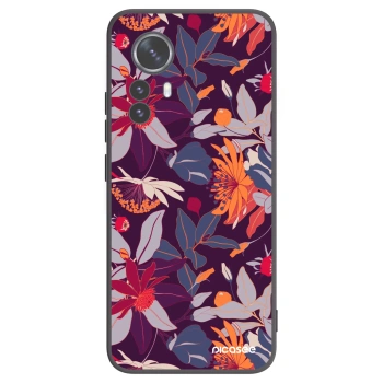 Picasee crna silikonska maskica za Xiaomi 12 Pro - Purple Leaf