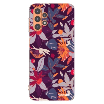 Picasee silikonska prozirna maskica za Samsung Galaxy A13 4G A135 - Purple Leaf
