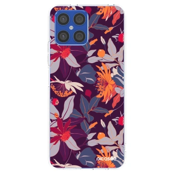Picasee silikonska prozirna maskica za Honor X8 4G - Purple Leaf