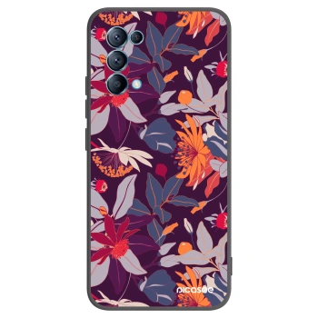 Picasee crna silikonska maskica za OPPO Reno 5 5G - Purple Leaf