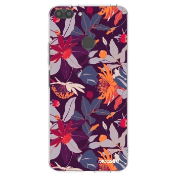 Picasee silikonska prozirna maskica za Huawei P Smart - Purple Leaf