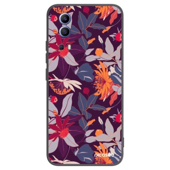 Picasee crna silikonska maskica za Vivo Y52 5G - Purple Leaf