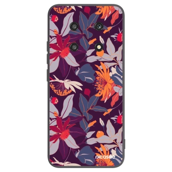 Picasee crna silikonska maskica za Honor Magic4 Lite 5G - Purple Leaf