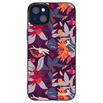 Picasee crna silikonska maskica za Apple iPhone 14 Plus - Purple Leaf