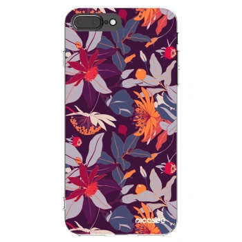 Picasee silikonska prozirna maskica za Apple iPhone 8 Plus - Purple Leaf