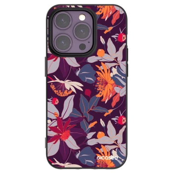 Picasee crna silikonska maskica za Apple iPhone 14 Pro - Purple Leaf