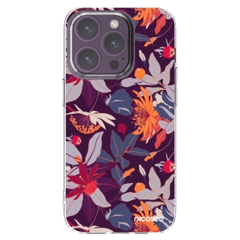Picasee silikonska prozirna maskica za Apple iPhone 14 Pro - Purple Leaf