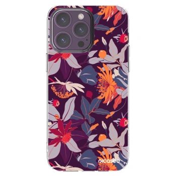 Picasee silikonska prozirna maskica za Apple iPhone 14 Pro Max - Purple Leaf