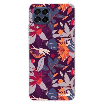 Picasee silikonska prozirna maskica za Samsung Galaxy M53 5G - Purple Leaf