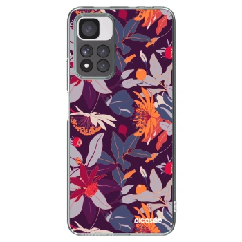 Picasee silikonska prozirna maskica za Xiaomi Redmi Note 11 Pro+ 5G - Purple Leaf