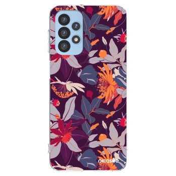Picasee silikonska prozirna maskica za Samsung Galaxy A23 A235F 4G - Purple Leaf