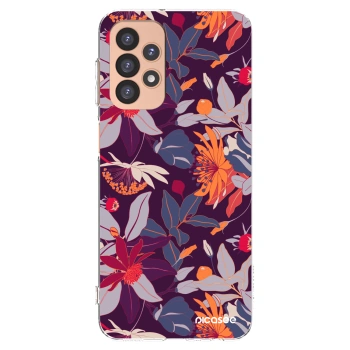 Picasee silikonska prozirna maskica za Samsung Galaxy A23 A236B 5G - Purple Leaf