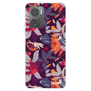 Picasee silikonska prozirna maskica za Xiaomi Redmi 10 5G - Purple Leaf