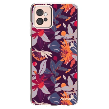 Picasee silikonska prozirna maskica za Motorola Moto G32 - Purple Leaf