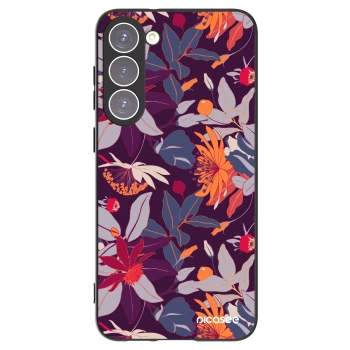 Picasee crna silikonska maskica za Samsung Galaxy S23+ 5G - Purple Leaf
