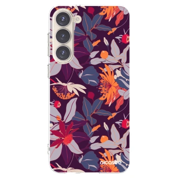 Picasee silikonska prozirna maskica za Samsung Galaxy S23+ 5G - Purple Leaf