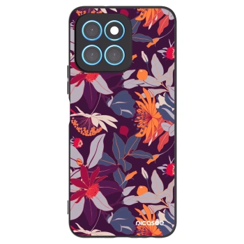 Picasee crna silikonska maskica za Honor X8 5G - Purple Leaf