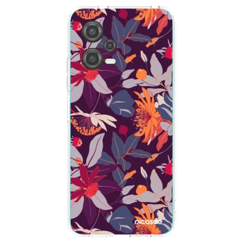 Picasee silikonska prozirna maskica za Xiaomi Poco X5 - Purple Leaf