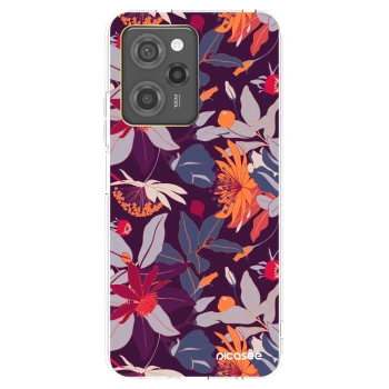 Picasee silikonska prozirna maskica za Xiaomi Poco X5 Pro - Purple Leaf
