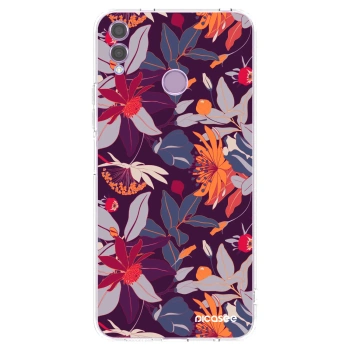Picasee silikonska prozirna maskica za Honor 8X - Purple Leaf
