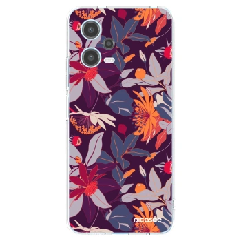 Picasee silikonska prozirna maskica za Xiaomi Redmi Note 12 5G - Purple Leaf