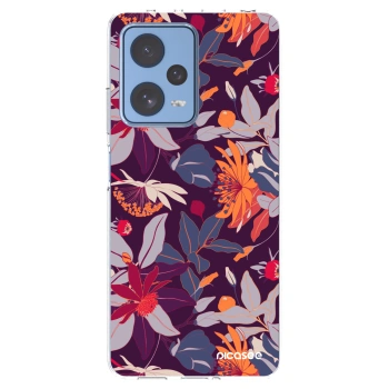 Picasee silikonska prozirna maskica za Xiaomi Redmi Note 12 Pro 5G - Purple Leaf