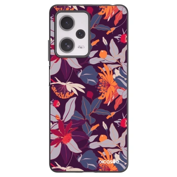 Picasee crna silikonska maskica za Xiaomi Redmi Note 12 Pro+ 5G - Purple Leaf