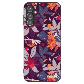 Picasee crna silikonska maskica za Samsung Galaxy A14 5G A146P - Purple Leaf