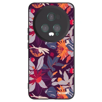 Picasee crna silikonska maskica za Honor Magic5 Pro - Purple Leaf